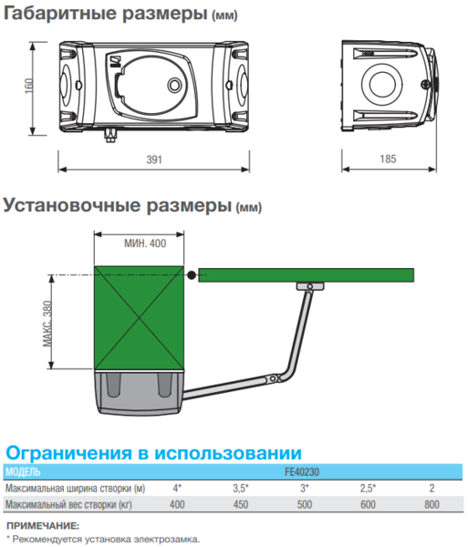 Комплект CAME FERNI40 Combo CLASSICO для автоматизации распашных створок  до 4 м (до 800кг)